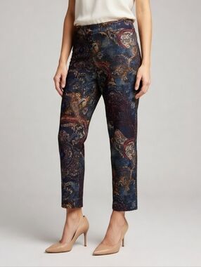 Joseph Ribkoff Paisley Ankle Pants 16 Fit 14 Career Boho Made in Canada Boho